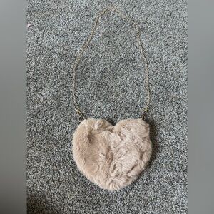 Heart-Shaped Faux Fur Crossbody Bag